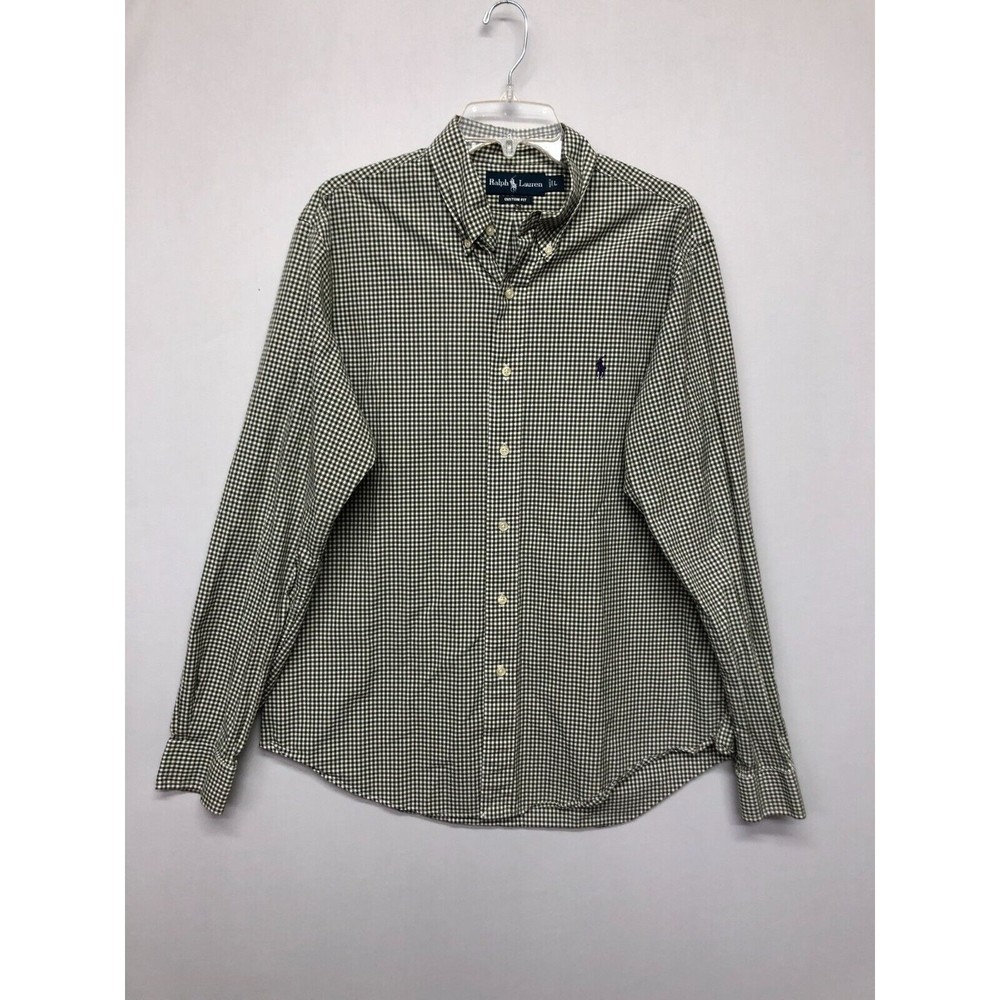 Vintage Ralph Lauren Men Custom Fit Button Shirt Size Large Plaid M114 -22